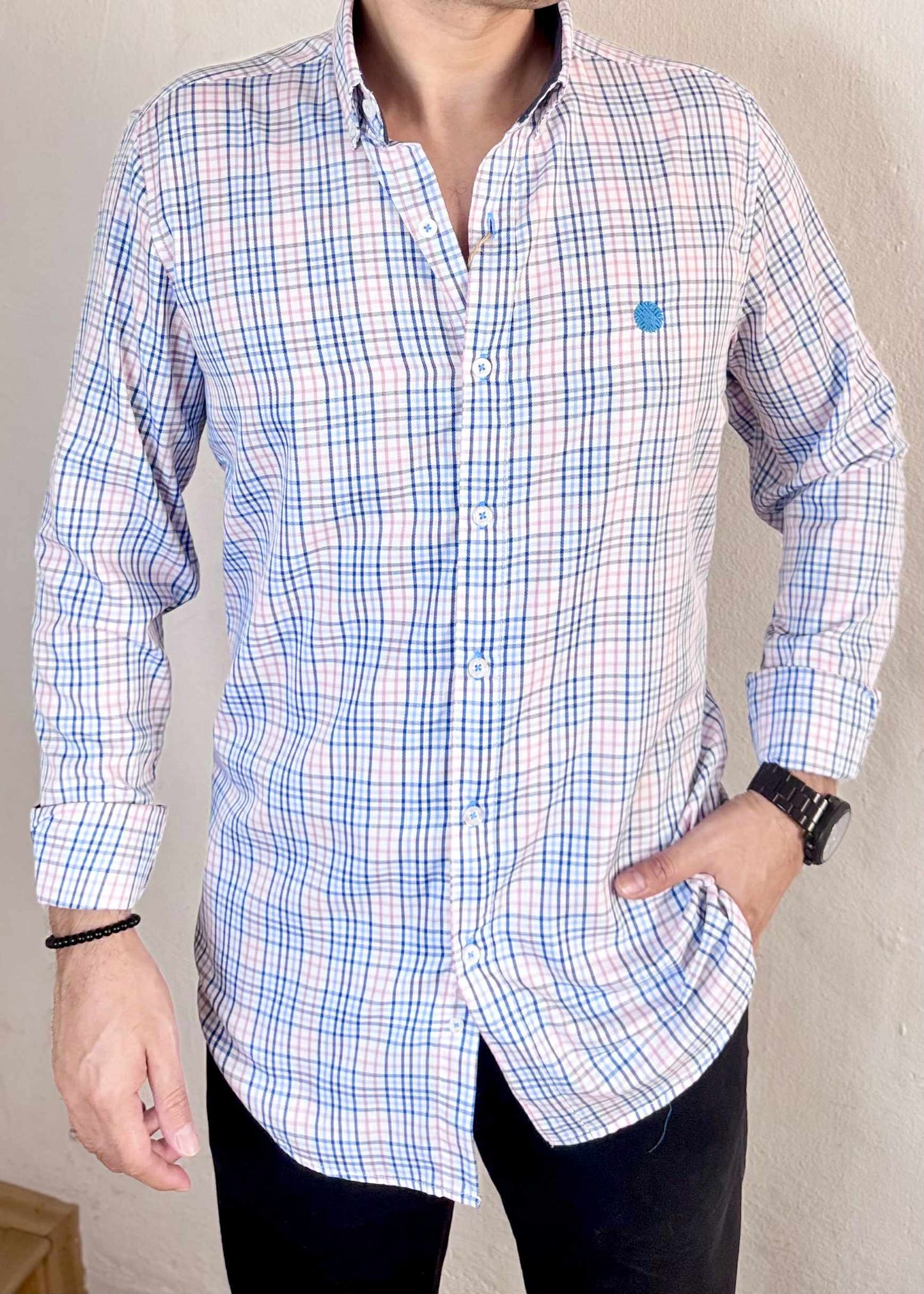 Camisa De Manga Larga A Cuadros MR-1491