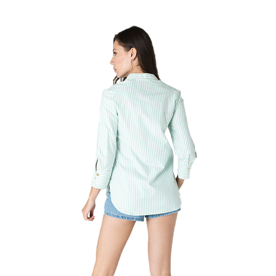 Camisa de Manga 3/4 Rayas Menta D-2598