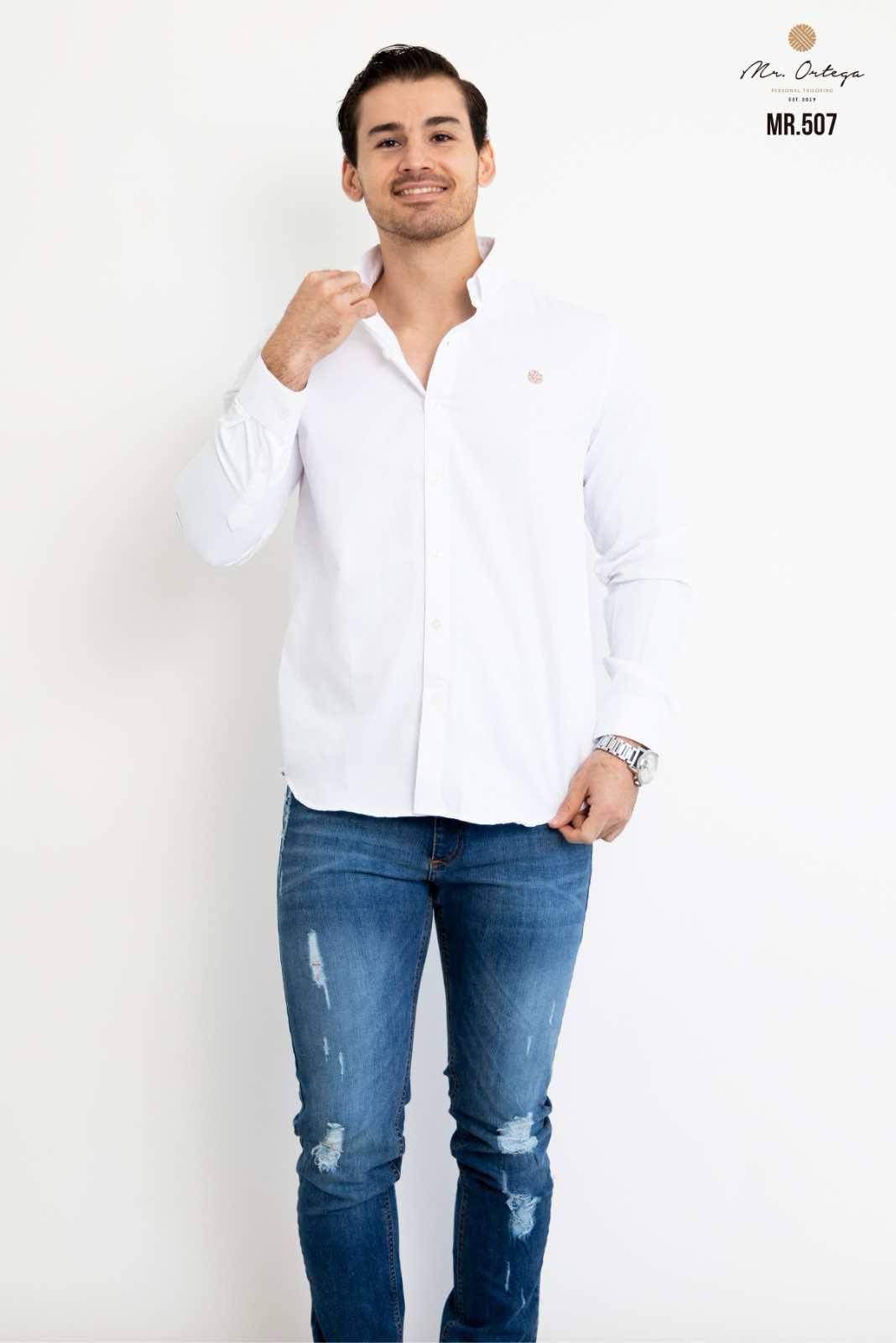 Camisa De Manga Larga Blanca MR-507