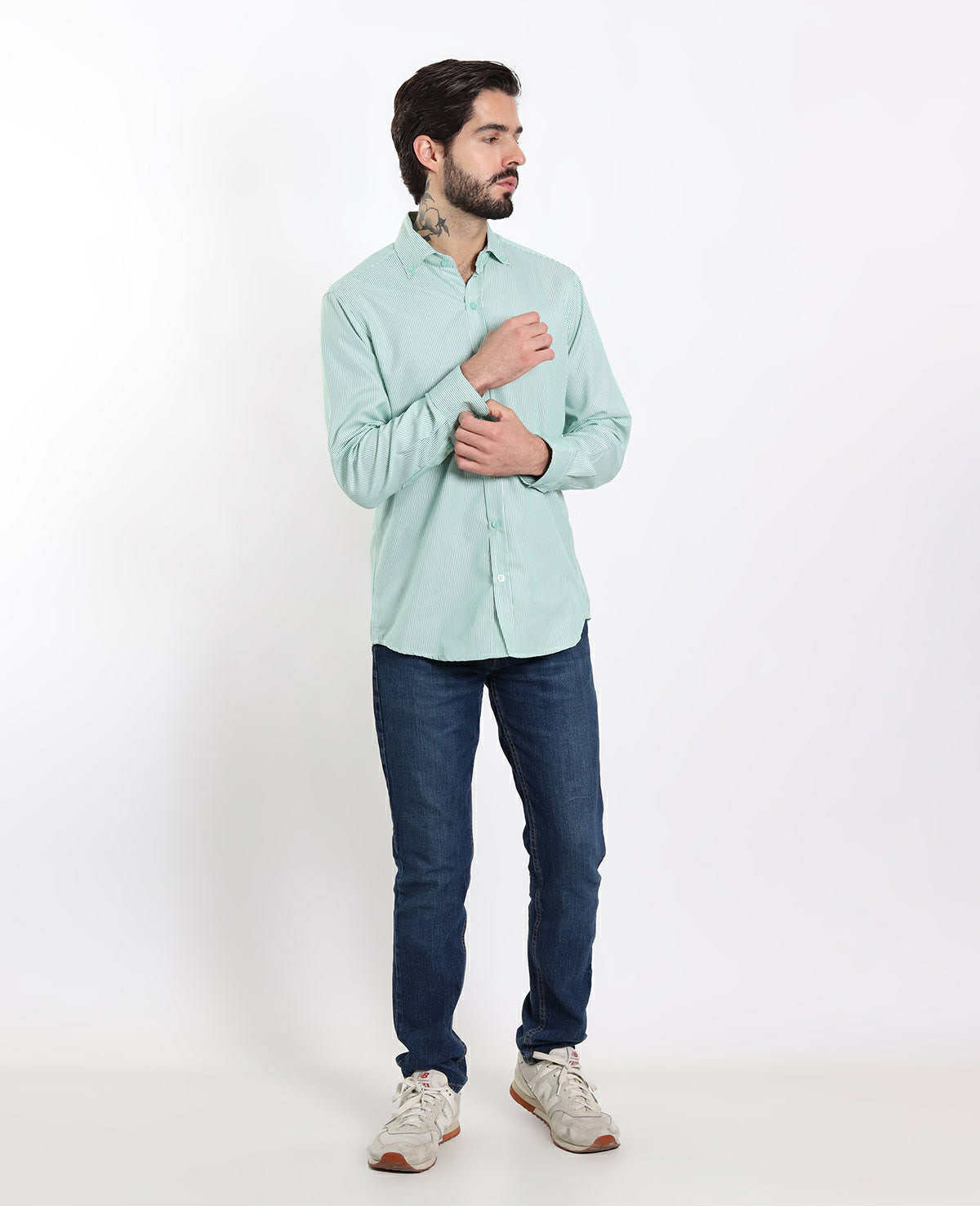 Camisa Rayas Verdes Hombre