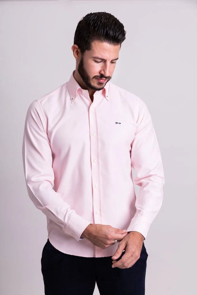Camisa Oxford Rosa Manga Larga