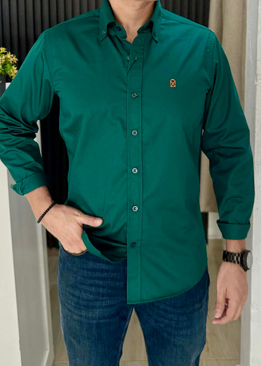 Camisa De Manga Larga Verde Botella