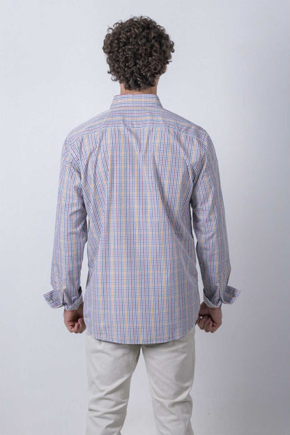 Camisa De Manga Larga Mini Cuadros Multicolor MR-1492