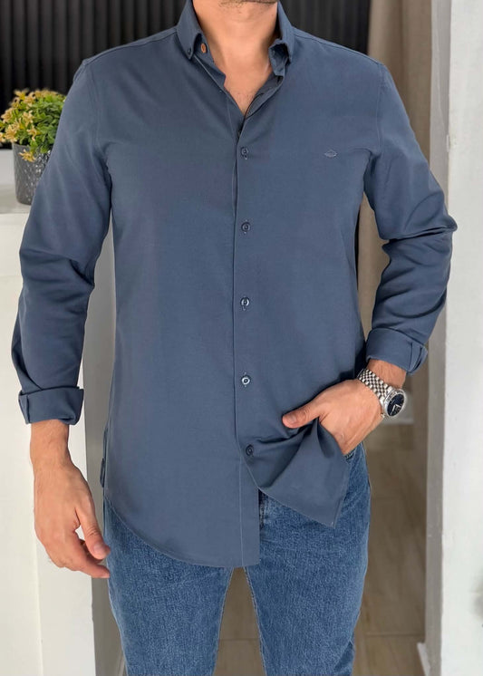 Camisa de Manga Larga Azul C-31