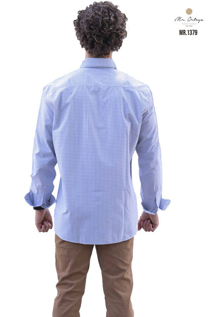 Camisa De Manga Larga Mini Cuadros MR-1379
