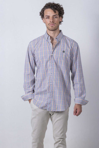 Camisa De Manga Larga Mini Cuadros Multicolor MR-1492