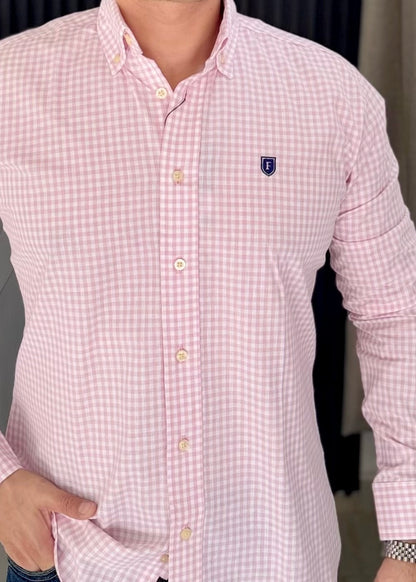 Camisa De Manga Larga ALGODÓN CUADROS ROSAS