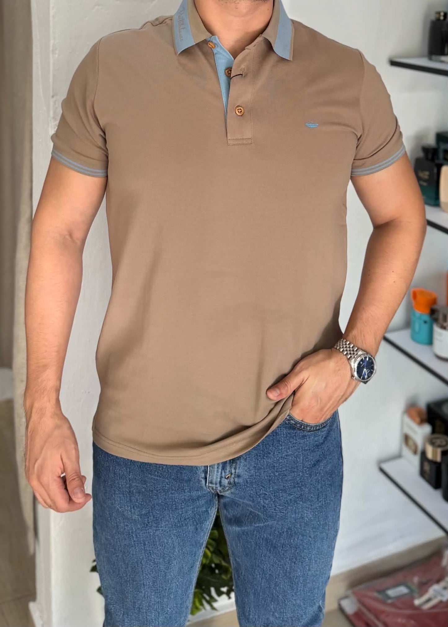 Playera Polo Hombre Café