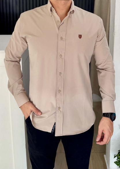 Camisa de Manga Larga Beige FOR3191