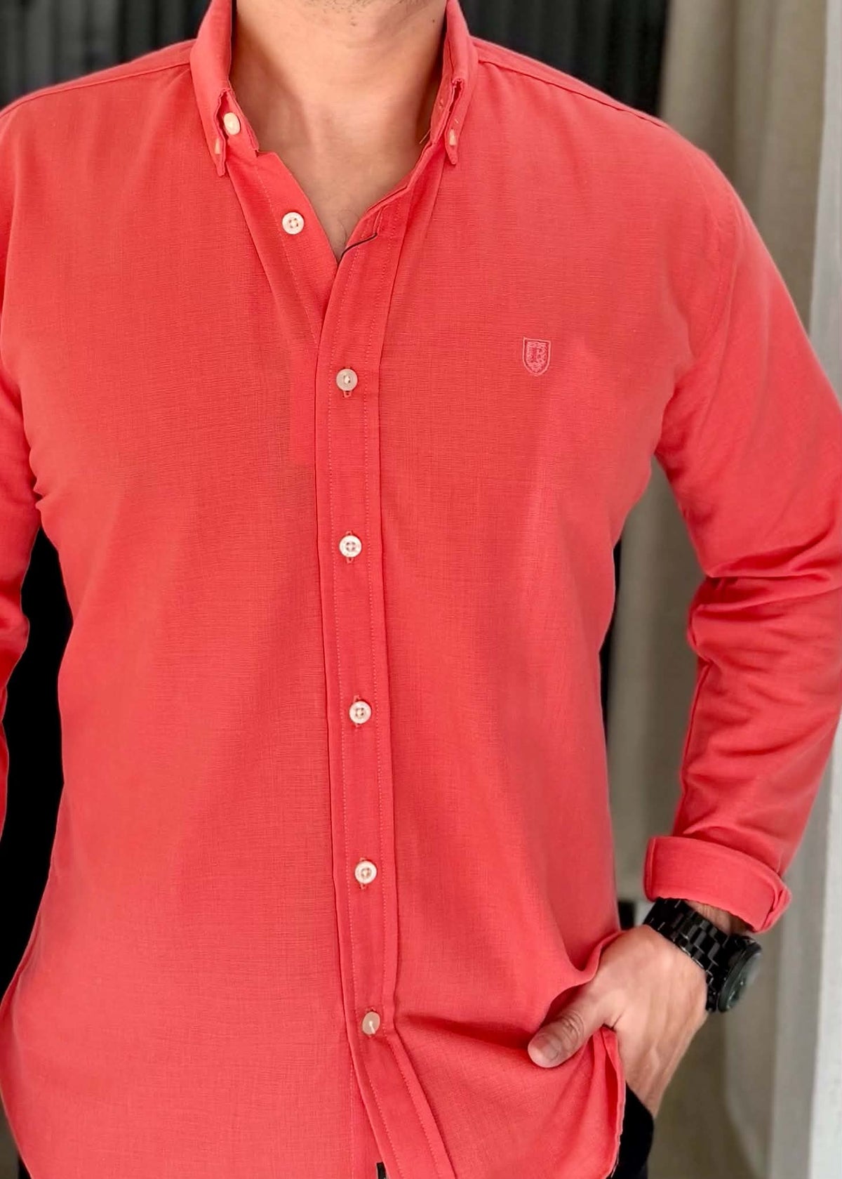 Camisa Manga Larga Coral de Lino