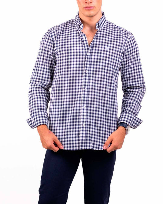 Camisa De Manga Larga A Cuadros Azules MR-1246