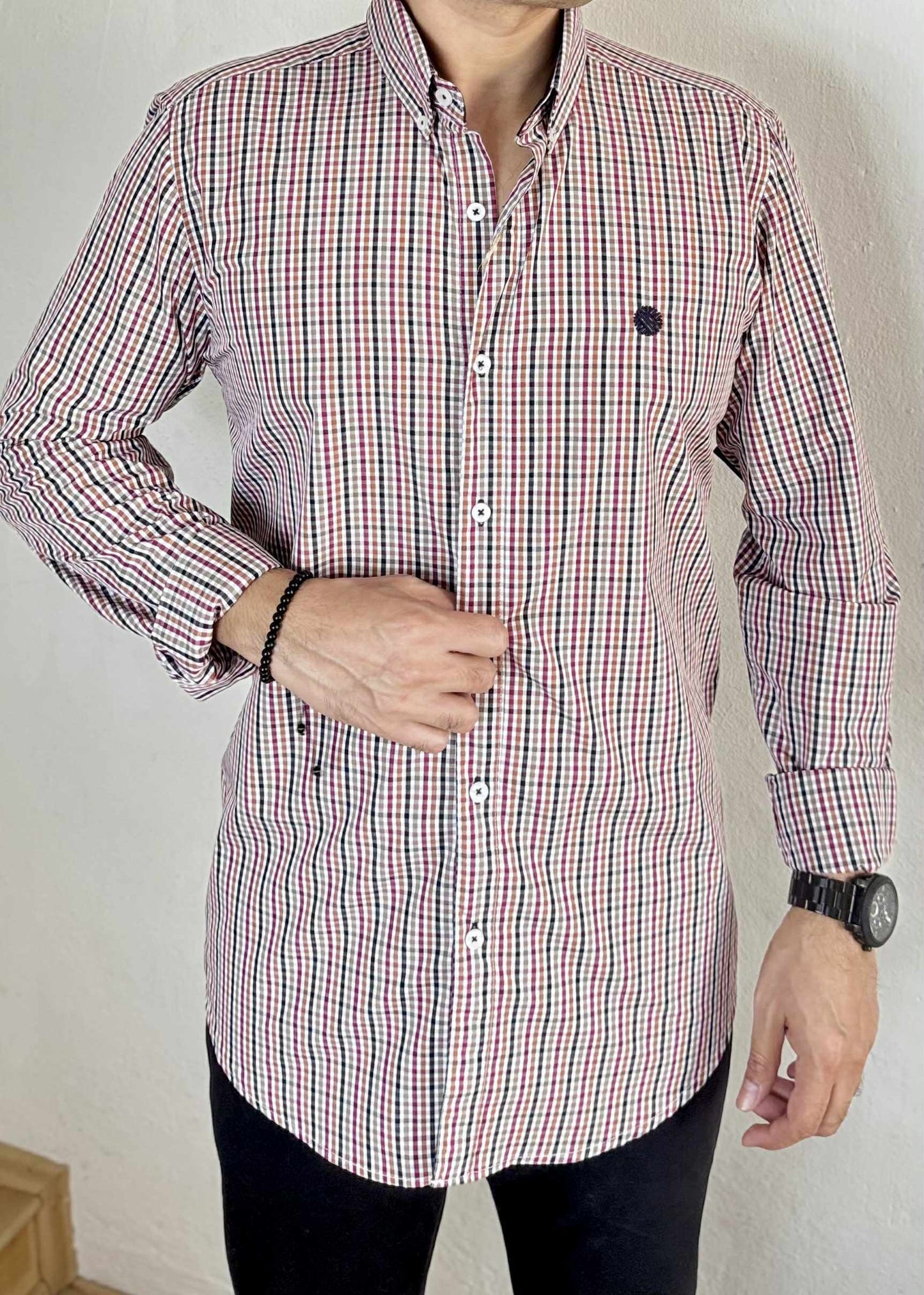 Camisa De Manga Larga A Cuadros MR-1476