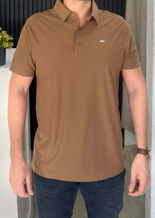 Playera Polo Hombre Manga Sin Costuras Café capuccino PLE 2654