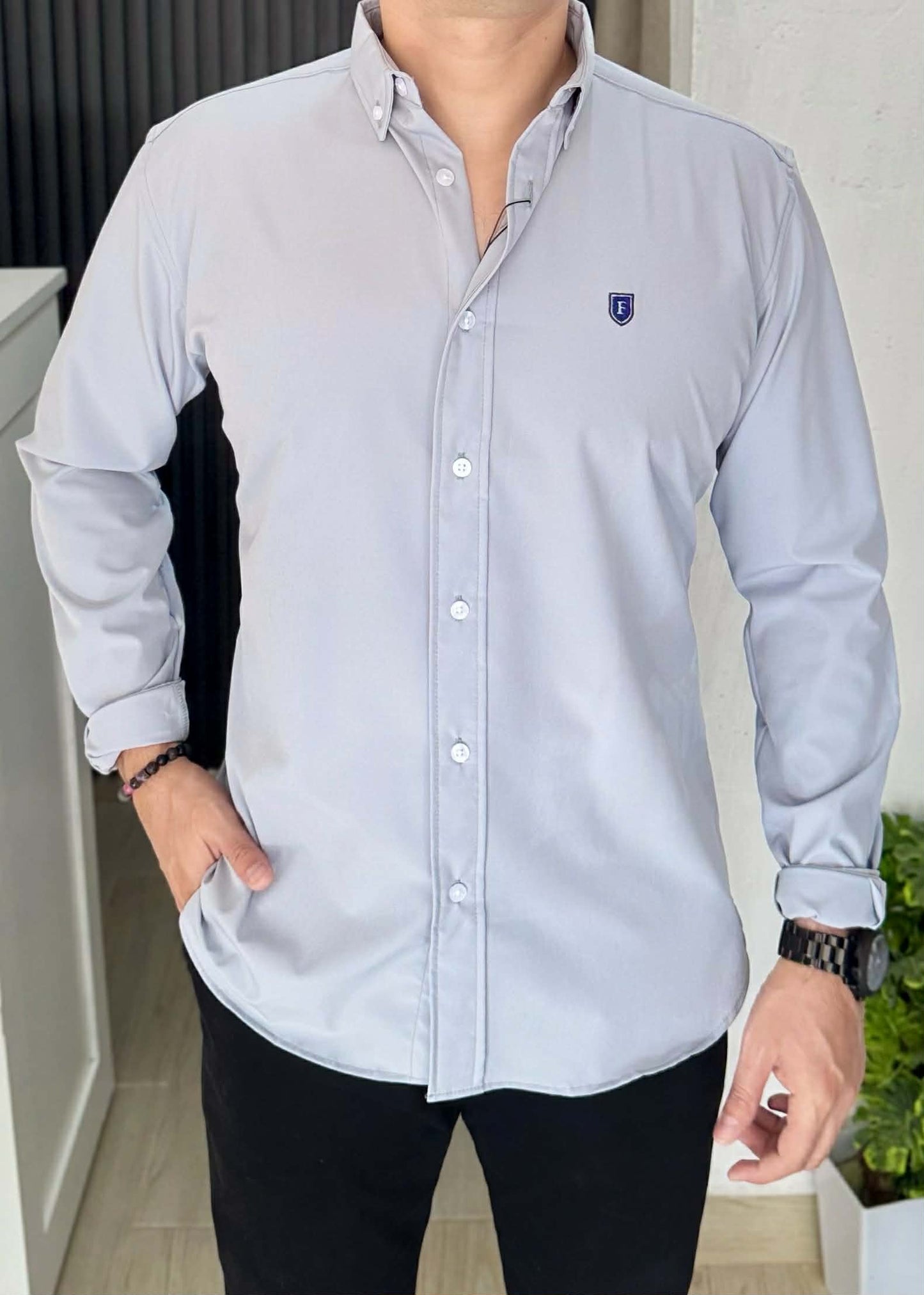 Camisa de Manga Larga Azul Índigo FOR 3302