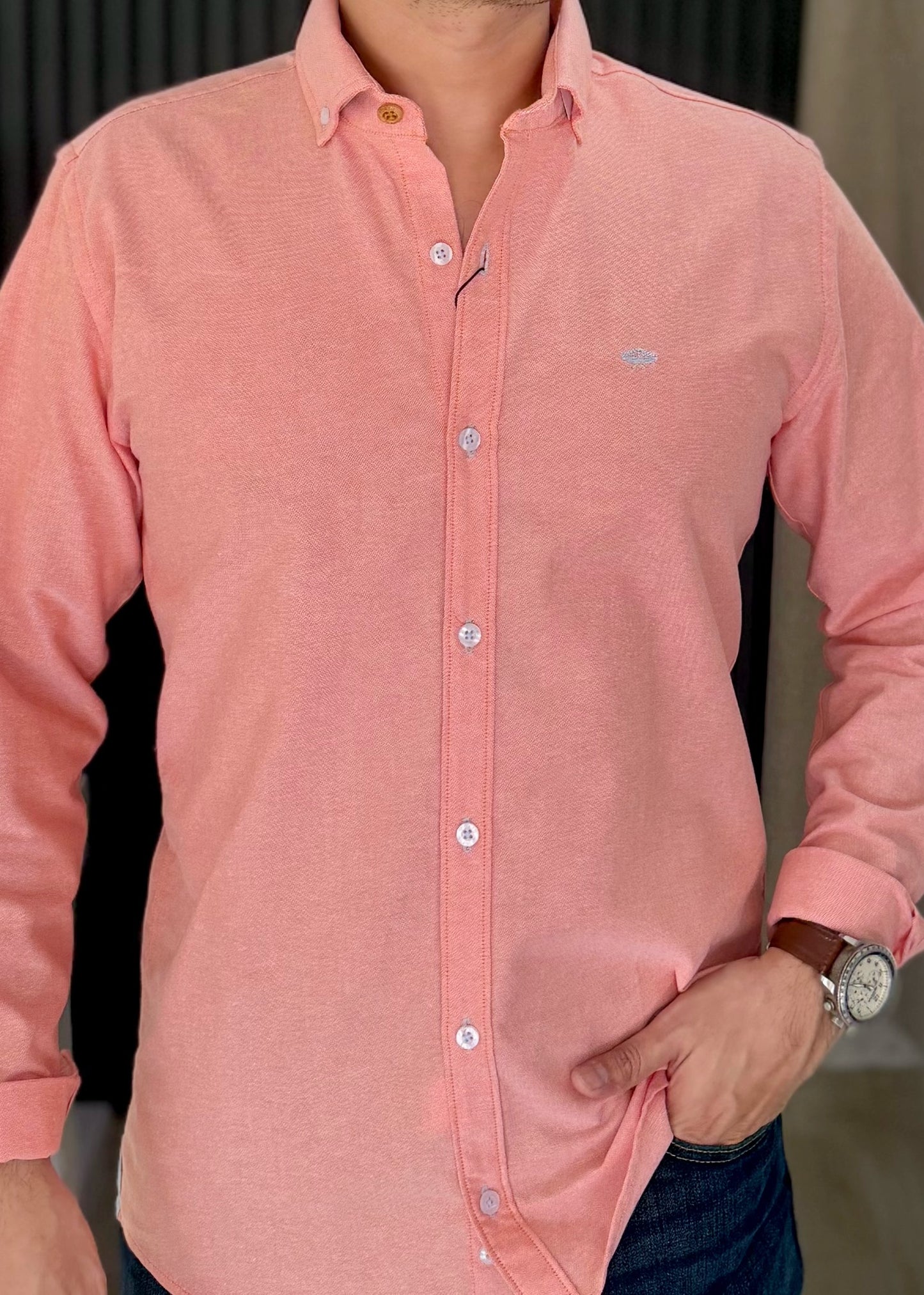 Camisa de Manga Larga Salmón C-34