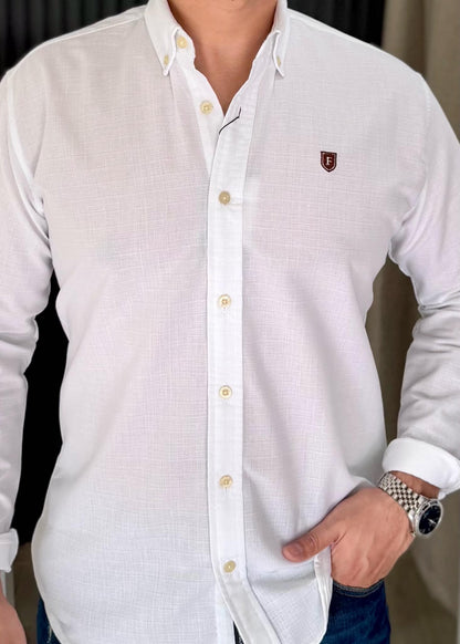 Camisa Manga Larga Blanca de Lino para Hombre | Fresca, Ligera y Cómoda