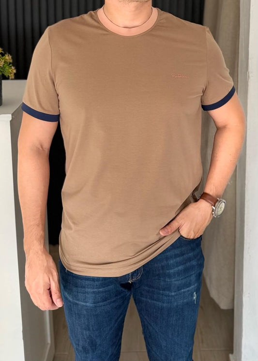 Playera Café de Algodón con Spandex para Hombre | Ultra Suave y Elástica