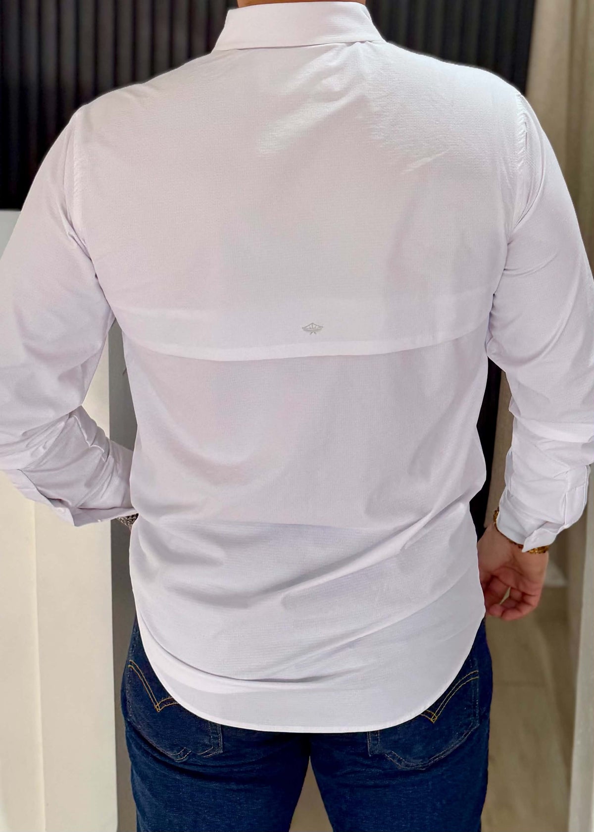 Camisa Manga Larga Blanco con Doble Bolsa