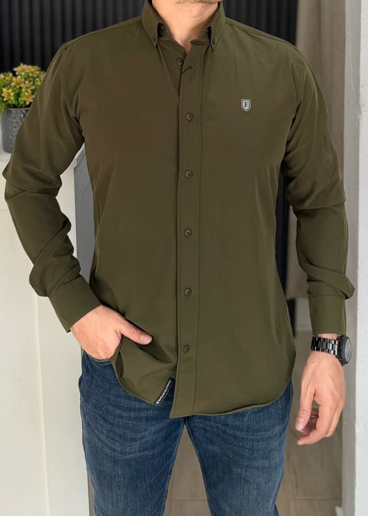 Camisa de Manga Larga Verde Militar FOR3127