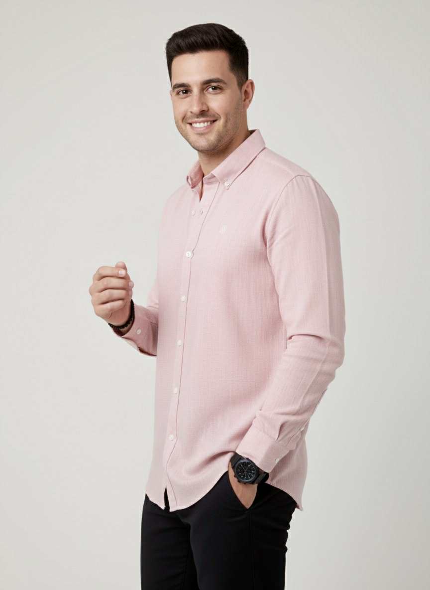 Camisa De Manga Larga Rosa MR-1594