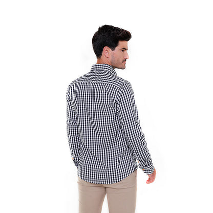 Camisa de Manga Larga A Cuadros Negros C-2604