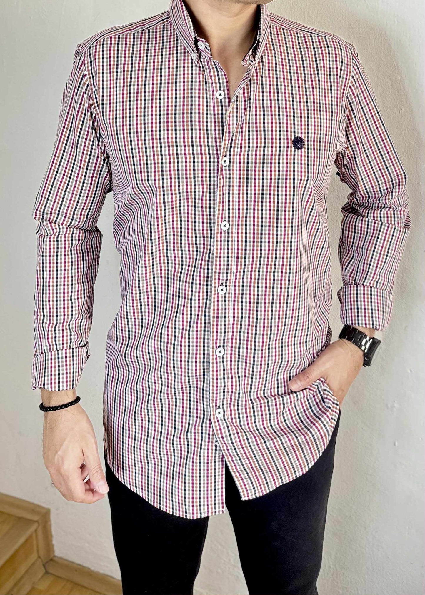 Camisa De Manga Larga A Cuadros MR-1476