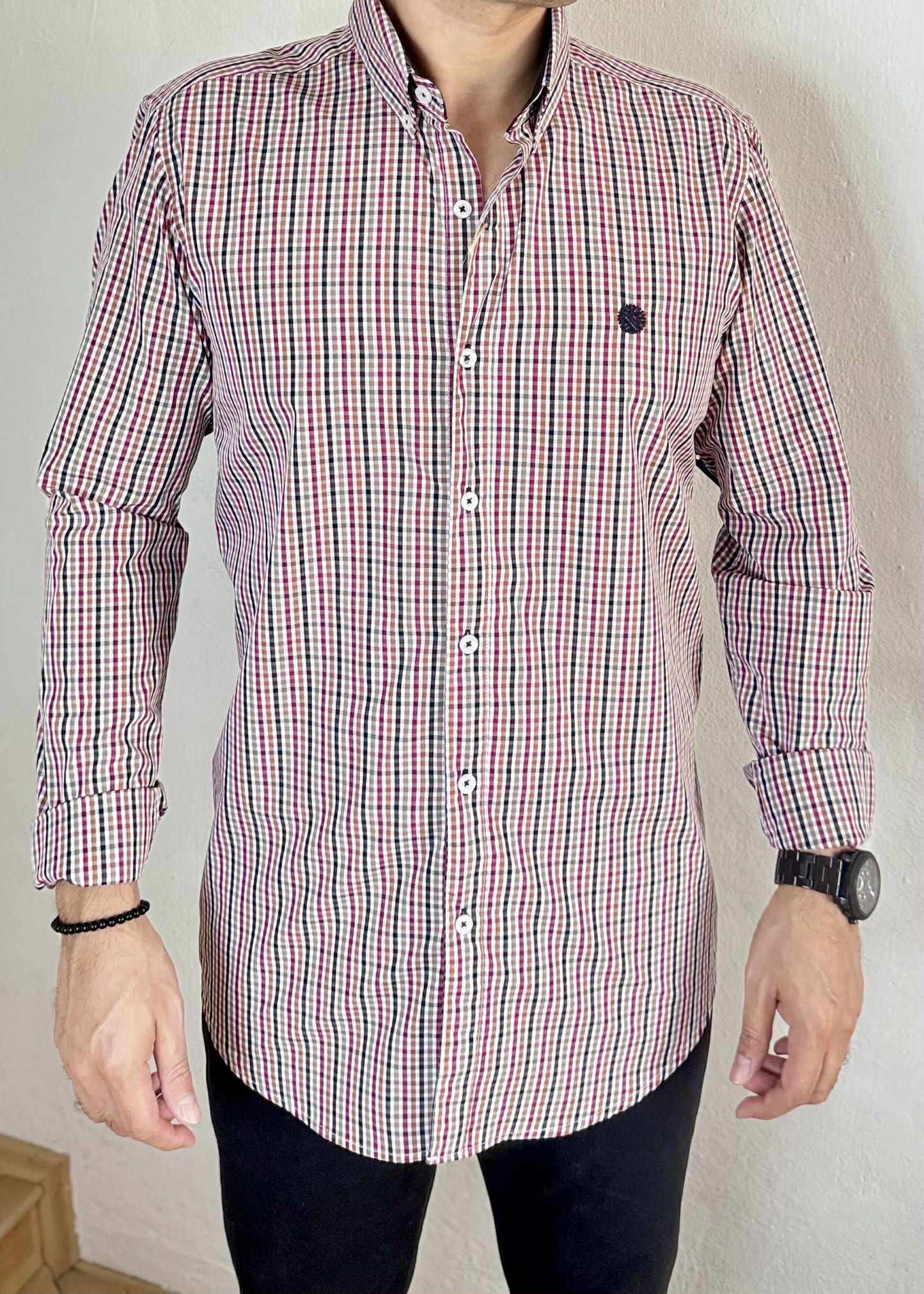 Camisa De Manga Larga A Cuadros MR-1476