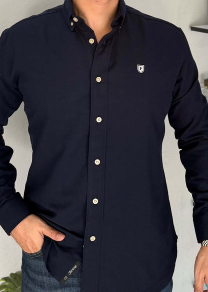 Camisa Manga Larga Azul Marino de Lino