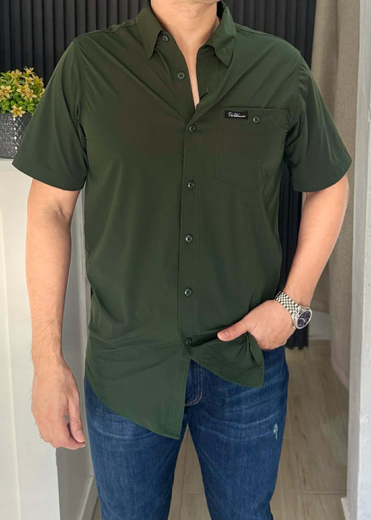 Camisa De Manga Corta Verde Militar CE-2639