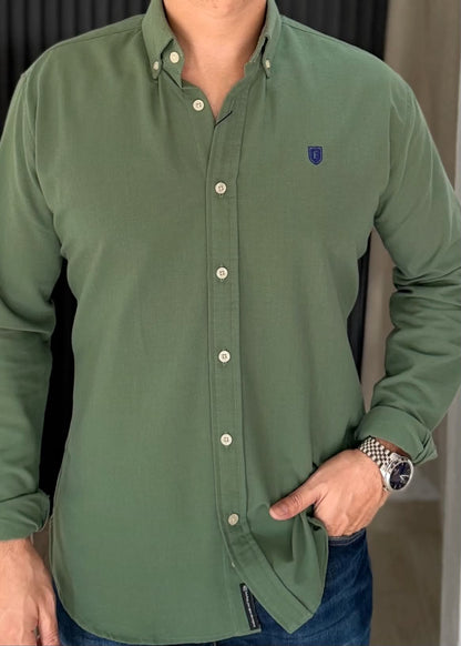 Camisa Manga Larga Verde de Lino