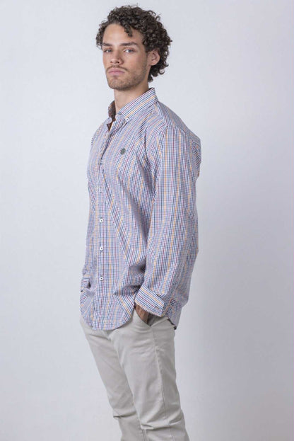 Camisa De Manga Larga Mini Cuadros Multicolor MR-1492