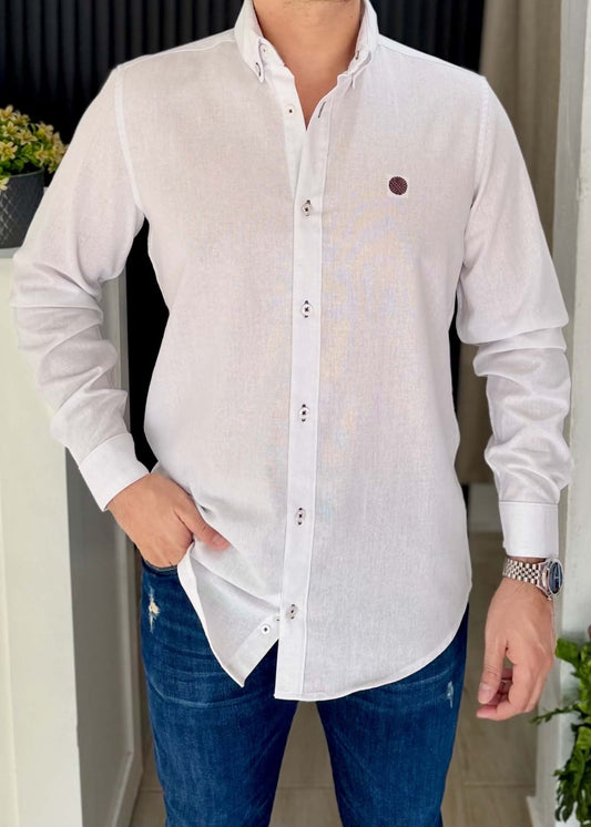 Camisa Manga Larga Blanca de Algodón para Hombre | Ultra Suave, Cómoda y Elegante
