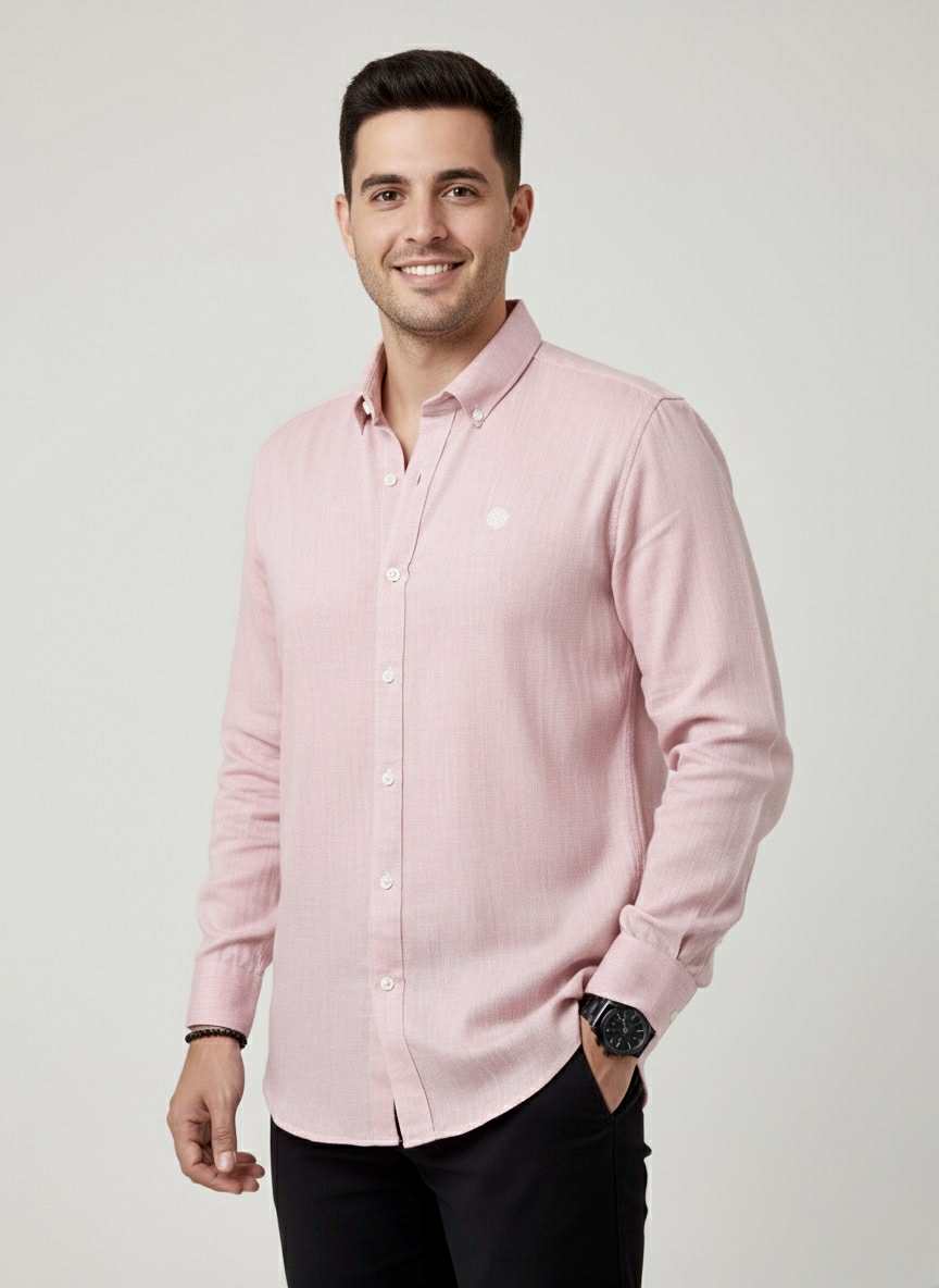 Camisa De Manga Larga Rosa MR-1594