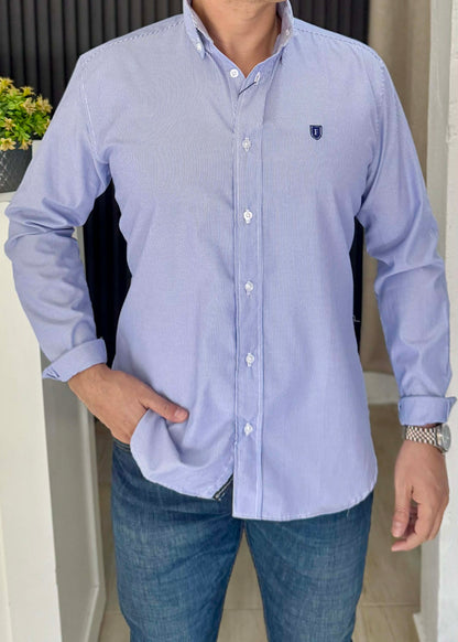 Camisa de Manga Larga A Rayas Azules FOR 3351
