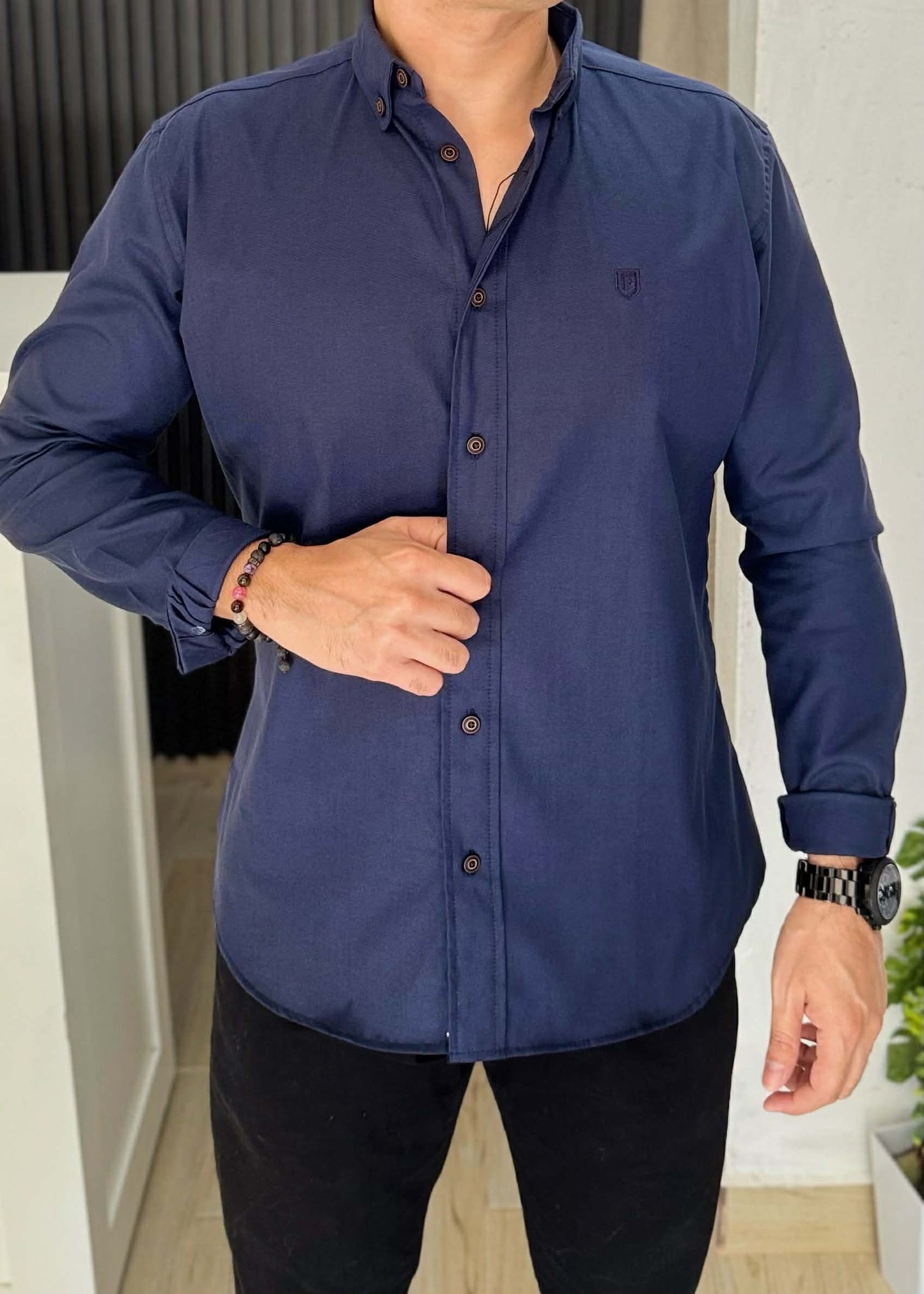 Camisa de Manga Larga Marino Oxford FOR 3312