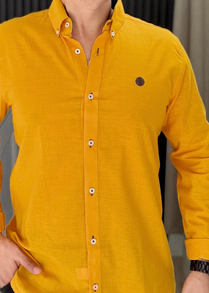 Camisa Manga Larga Color Mostaza