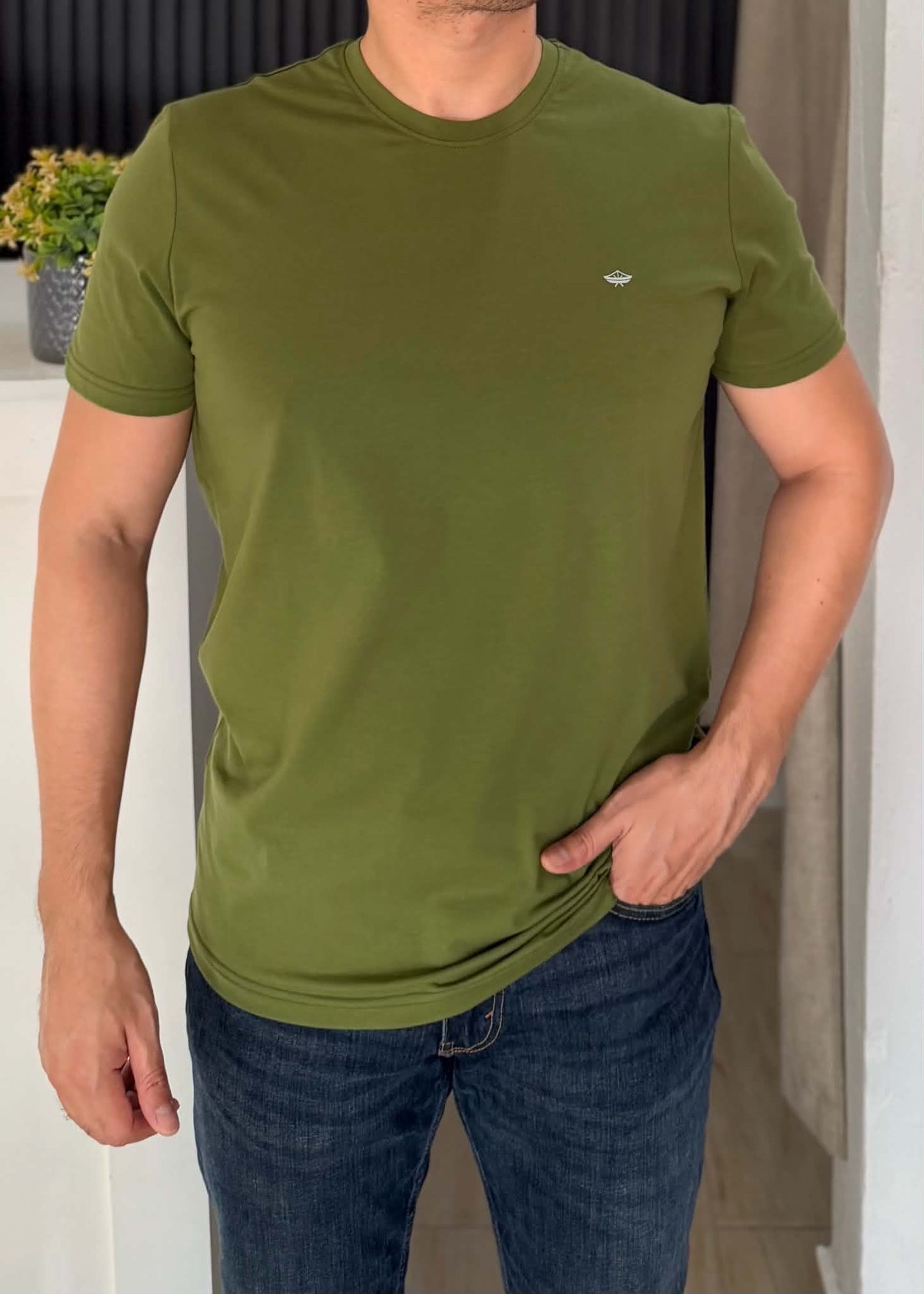Playera Verde de Algodón con Spandex para Hombre | Ultra Suave y Elástica