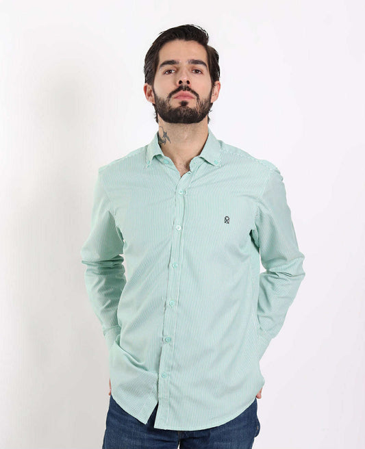 Camisa Rayas Verdes Hombre