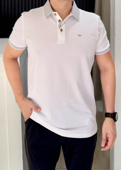 Playera Polo Blanca de Tela Piqué