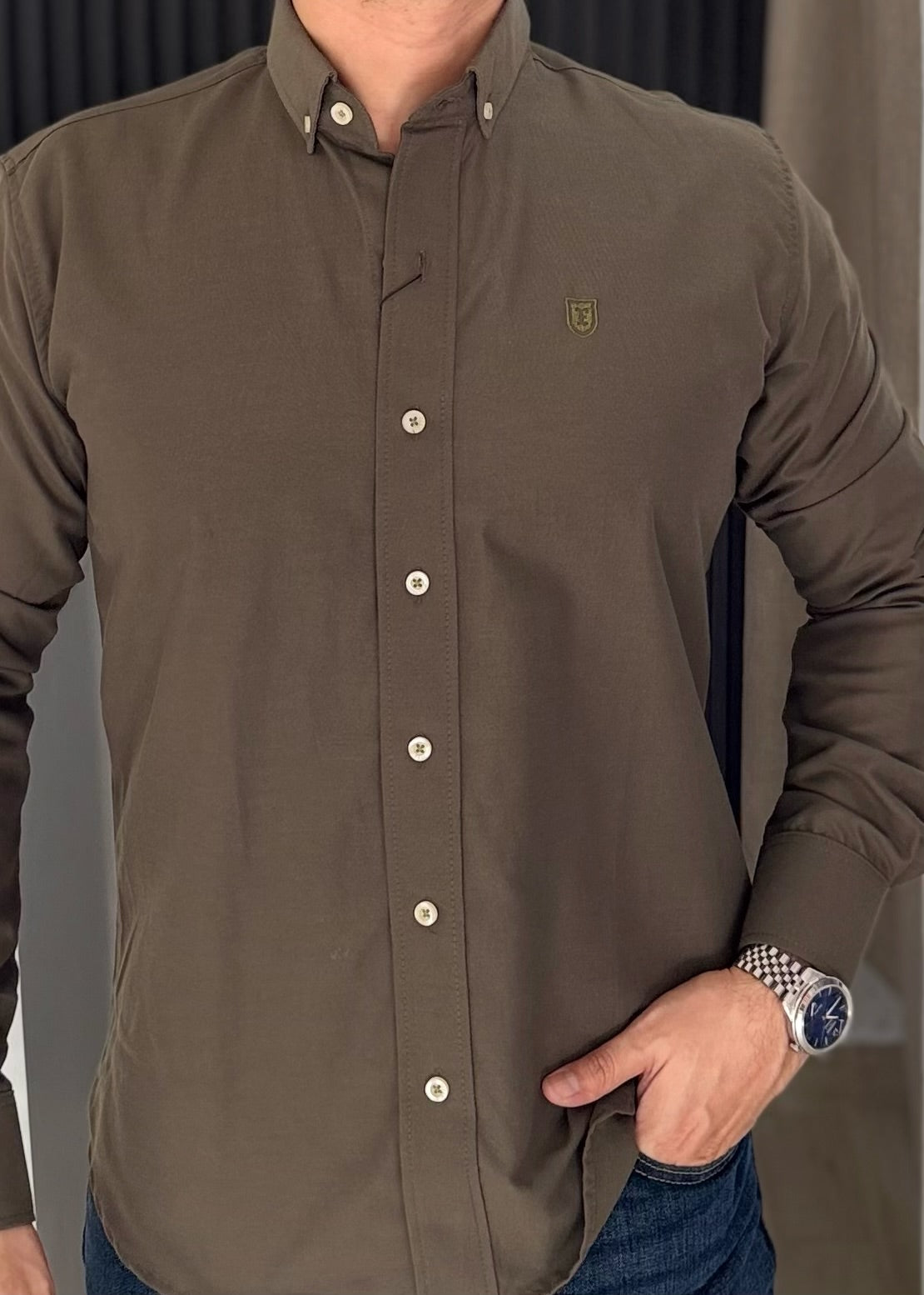 Camisa De Manga Larga ALGODÓN VERDE MILITAR