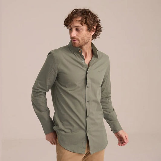 Camisa de Manga Larga Verde Militar Hombre