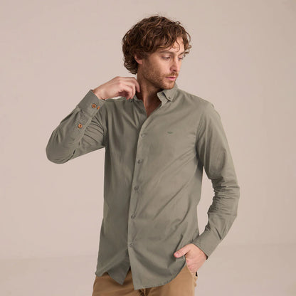 Camisa de Manga Larga Verde Militar Hombre