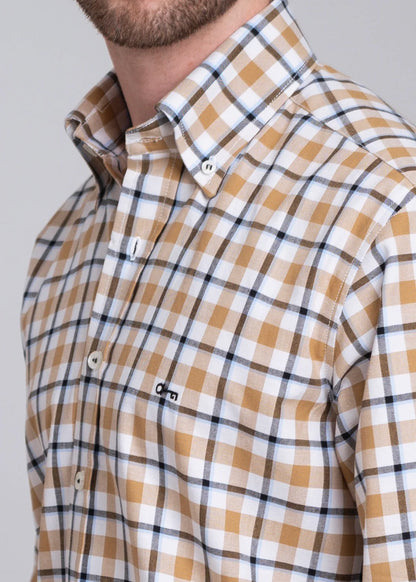 Camisa Oxford Cuadro Ambar con Negro
