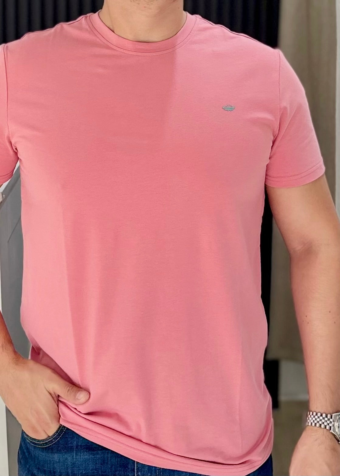 Playera Rosa de Algodón con Spandex para Hombre | Ultra Suave y Elástica