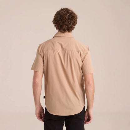 Camisa Explorer Manga Corta Hombre Beige Alto Rendimiento
