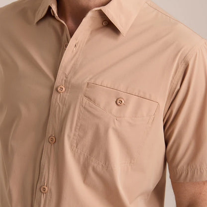 Camisa Explorer Manga Corta Hombre Beige Alto Rendimiento