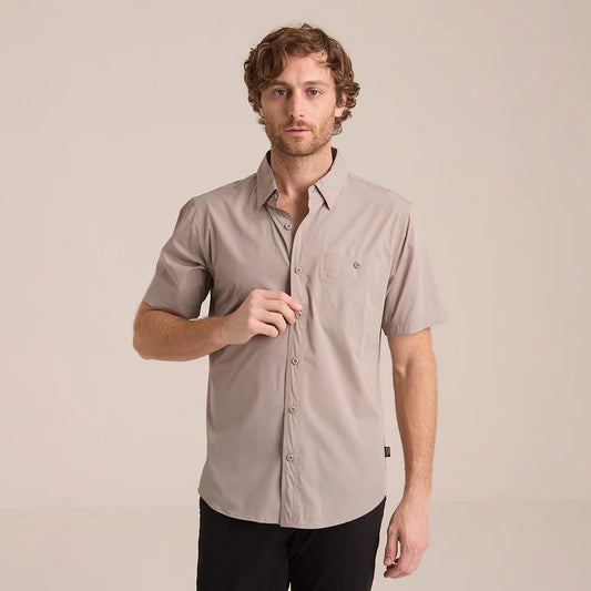 Camisa Explorer Manga Corta Hombre Gris Alto Rendimiento
