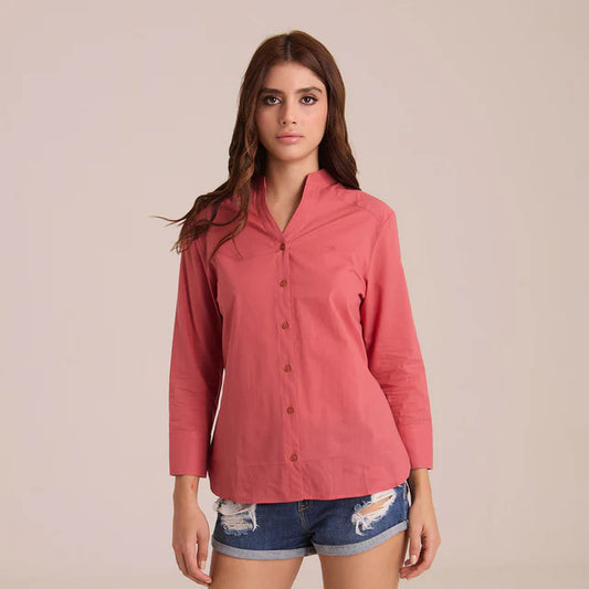 Camisa de Manga Larga Rojo Mujer