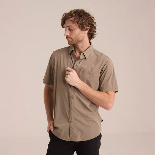 Camisa Explorer Manga Corta Hombre Verde Militar Alto Rendimiento