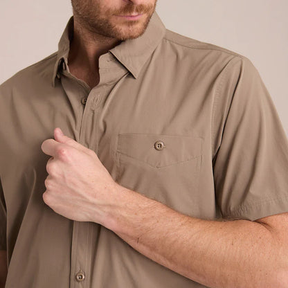 Camisa Explorer Manga Corta Hombre Verde Militar Alto Rendimiento
